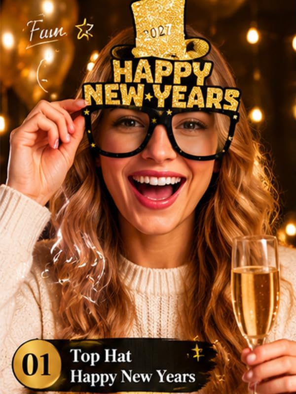ASVNRES Happy New Year’s Eve Glasses 2027 - Pack Of 6, Happy New Year Eve Party Glasses Decorations Supplies 2027 (6)