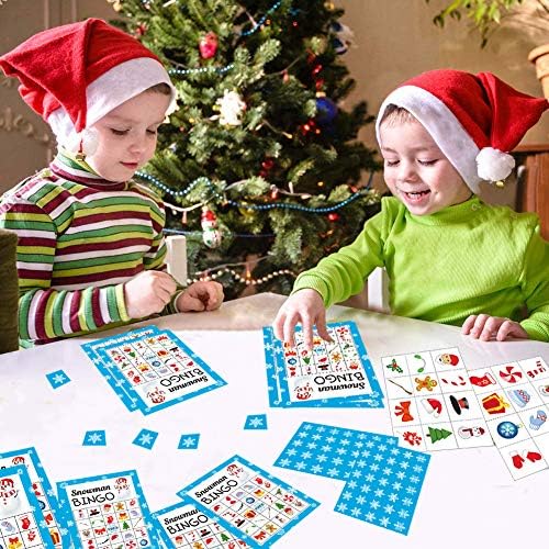 Christmas Games for Kids Adults, Xmas Snowman Bingo Cards Game 24 Players