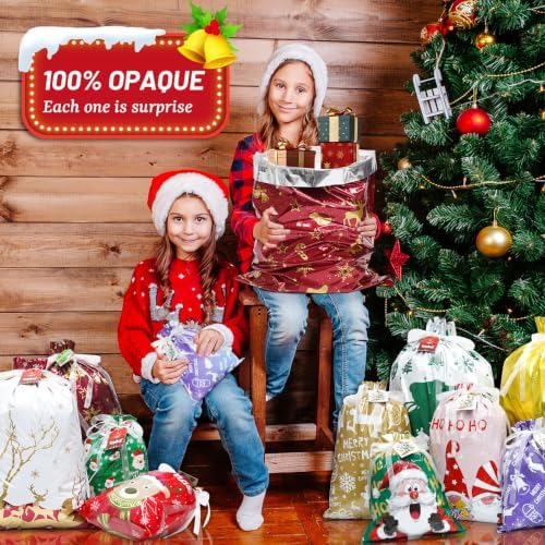 Ergohortus Christmas Drawstring Gift Bags, 20Pcs Christmas Bags for Gifts