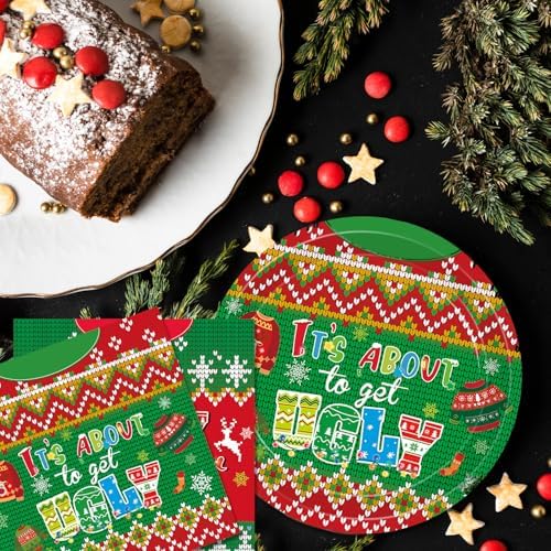Ugly Sweater Party Decorations- 40 PCS Christmas Party Supplies Disposable Tableware Set Include Ugly Sweater Party Plates and Napkins,Xmas Tacky Sweater Decor Holiday Party Serves 20 Guests