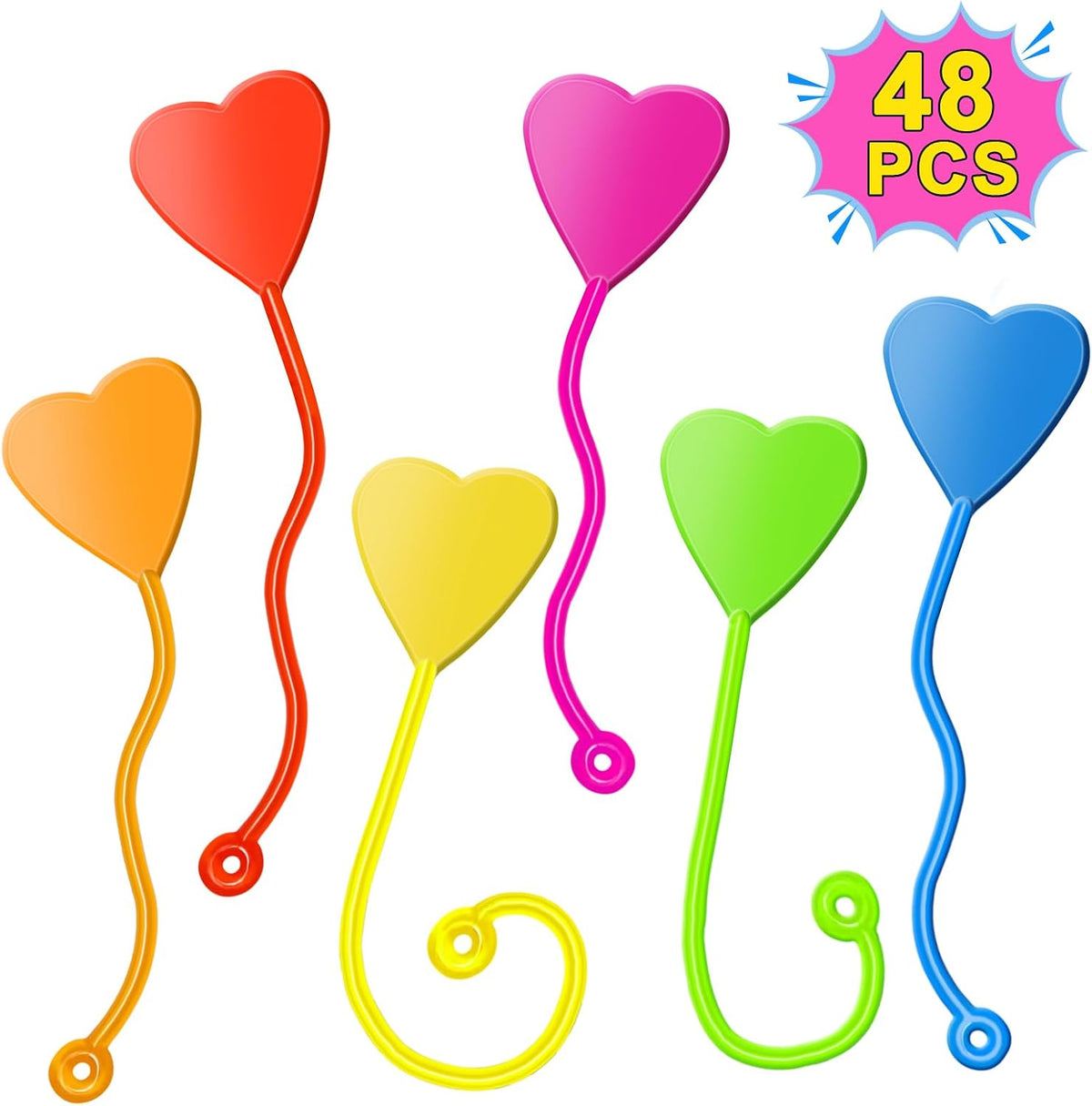 Valentines Sticky Hands Bulk 48 PCS Heart Valentines Party Favors for Kids