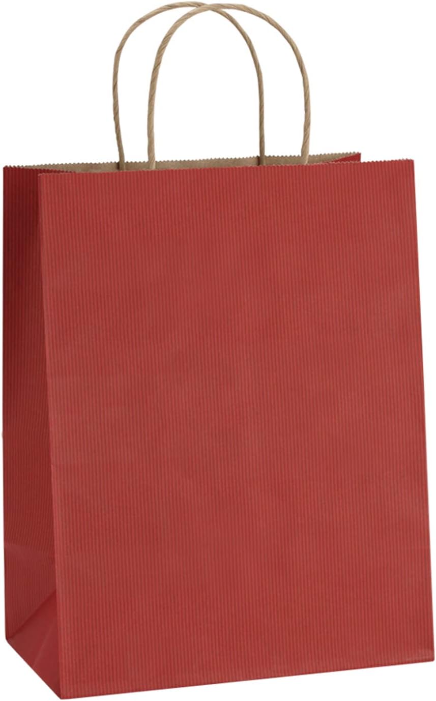 BagDream Medium Gift Bags with Handles 8x4.25x10.5 Inch Red 25 Pack