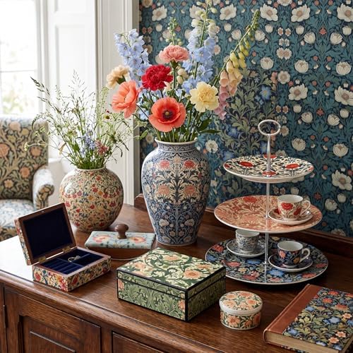 Tenceur 48 Pack 12 Styles William Morris Floral Decoupage Napkins, 13 Inch