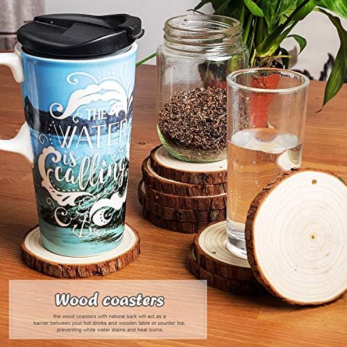 Natural Wood Slices - 30 Pcs 3.1-3.5 inches Craft Unfinished Wood kit Predrilled with Hole Wooden Circles for Arts Wood Slices Christmas Ornaments DIY Crafts
