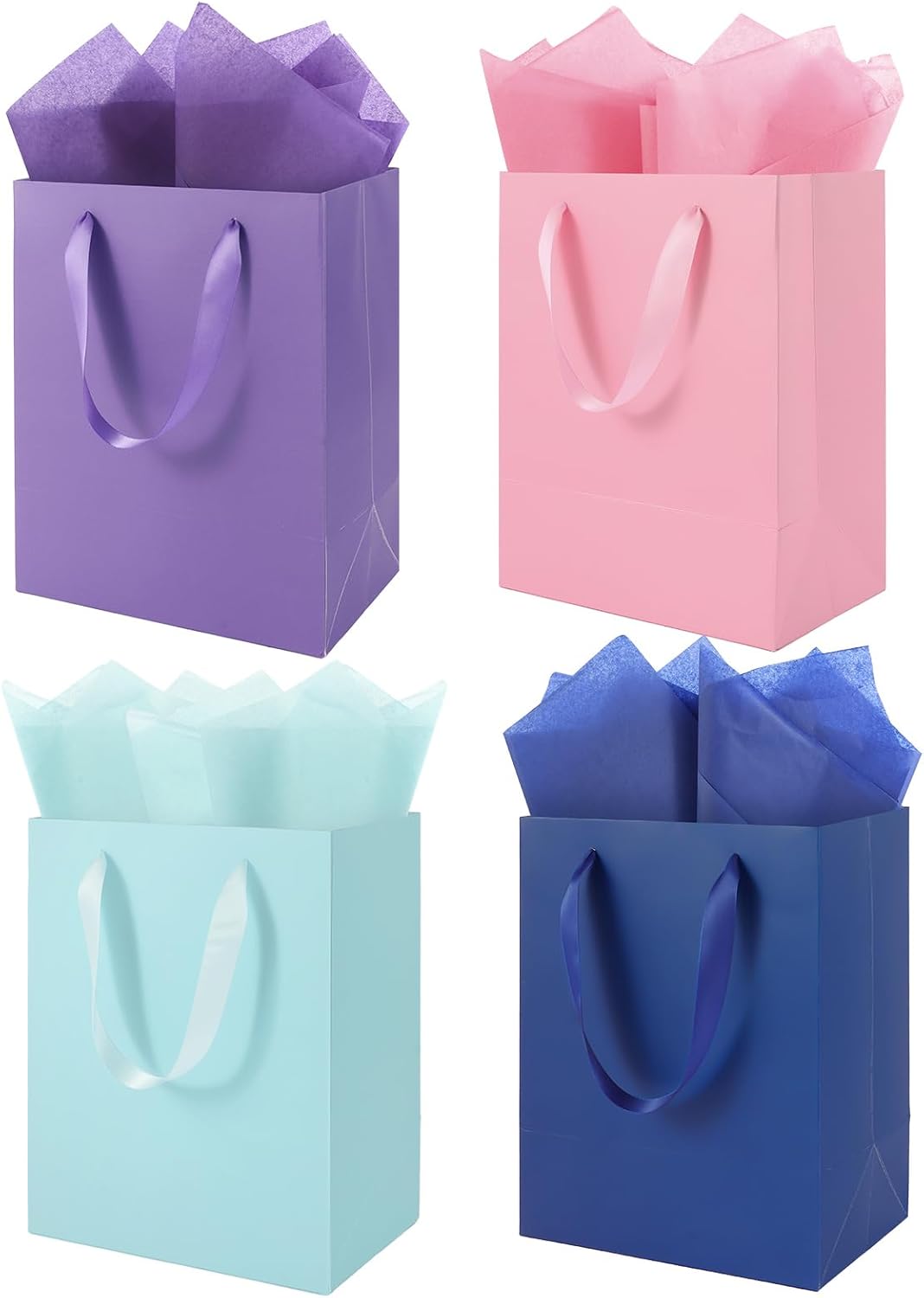 Epoesch 4 Pack Medium Gift Bags with Handles and 8 Tissue Papers