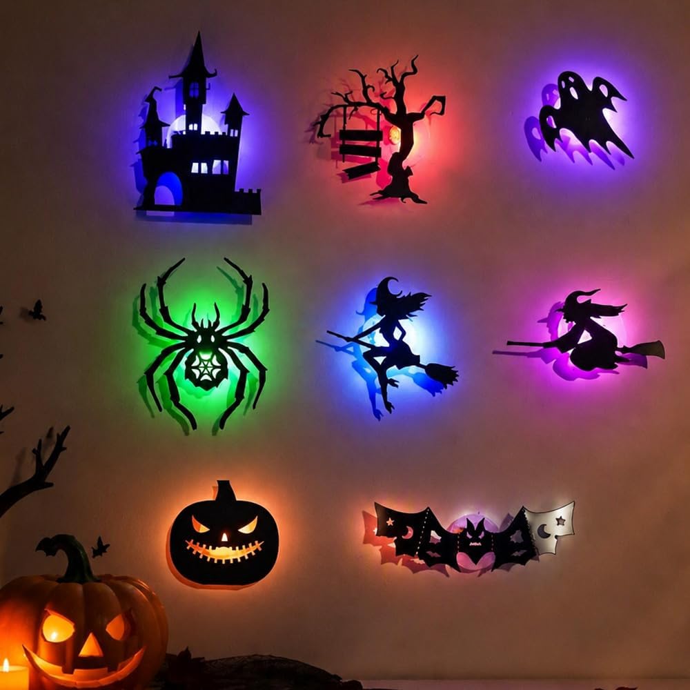 Halloween Ghost Cat Window Clings Pumpkin Bat Eyes Wall Decals Decorations