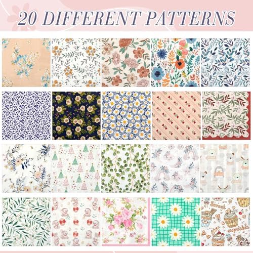 Crtiin 20 Pack Decoupage Napkins Floral Cocktail Decorative Paper Napkins