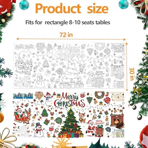 Christmas Coloring Tablecloth, 30 x 72 Inches