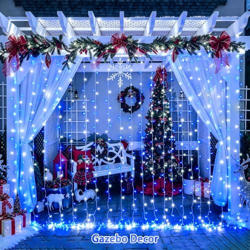 JMEXSUSS 200 LED USB Curtain Lights Blue and White