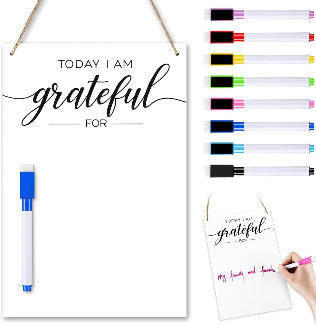 Gersoniel Thanksgiving Dry Erase Board with 8 Marker Acrylic Gratitude Board for Wall Assembled Today I Am Grateful for Dry Erase Decor, Wet Wipes Can Be Wiped