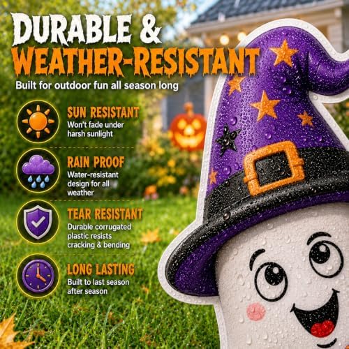 Ghost Halloween Decorations Outdoor, Cute Spooky Yard Signs with Stakes