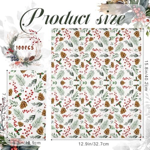 100pcs Christmas Pinecone Berry Paper Napkins