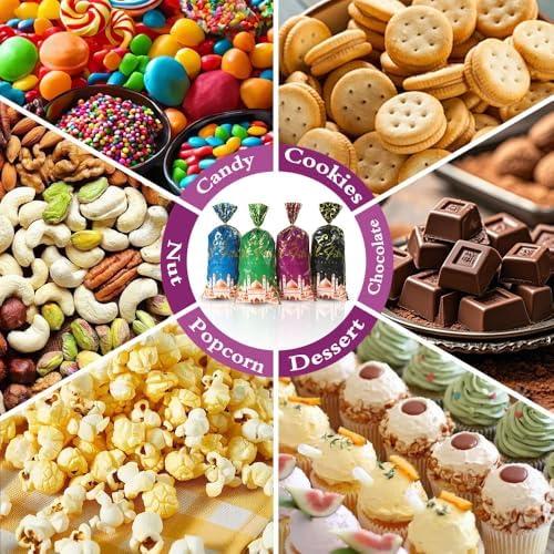 eowqeiur 100 PCS Eid Goodie Bags(5x11 Inch) with Ties for Candy Goodie Treat Snack Goody Cookie Small Gifts Wrap Ramadan Baggies Pouch Eid Mubarak Party Favors Supplies Decor