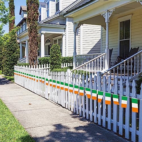 AhfuLife 60 Pcs Irish String Flags for St. Patrick's Day Party Decorations, Small Ireland Flag Bunting Banner- Double Sided for Six Nations Rugby World Cup Soccer Party Decorations (5.5×8.3 Inch -66 Ft)