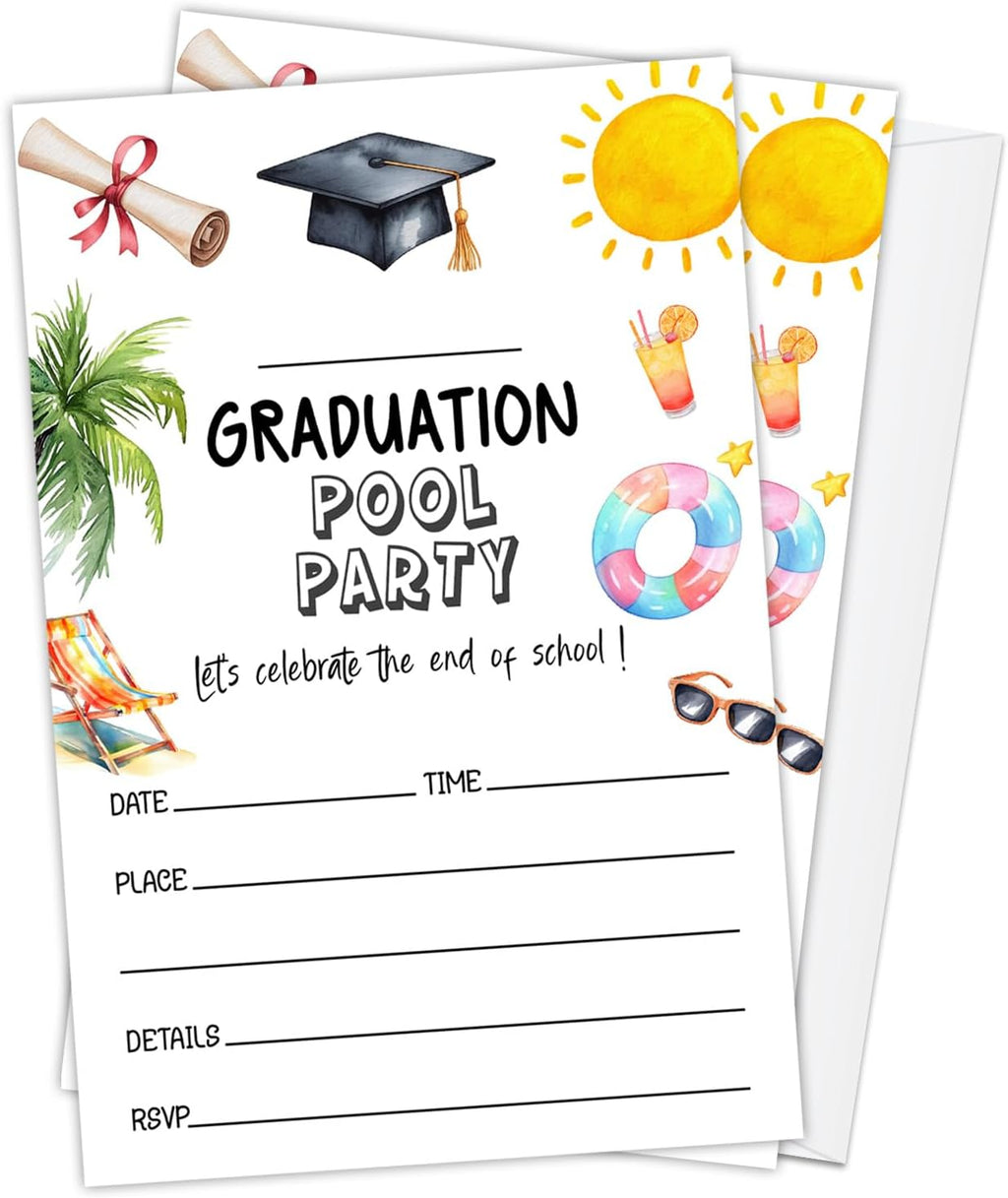 Graduation Invitations 2026 with Envelopes - 20 Pack Class of 2026 Black and Gold Graduation Party Invitations, 4x6 Inch Fill-in Graduation Announcements for High School or College - A01