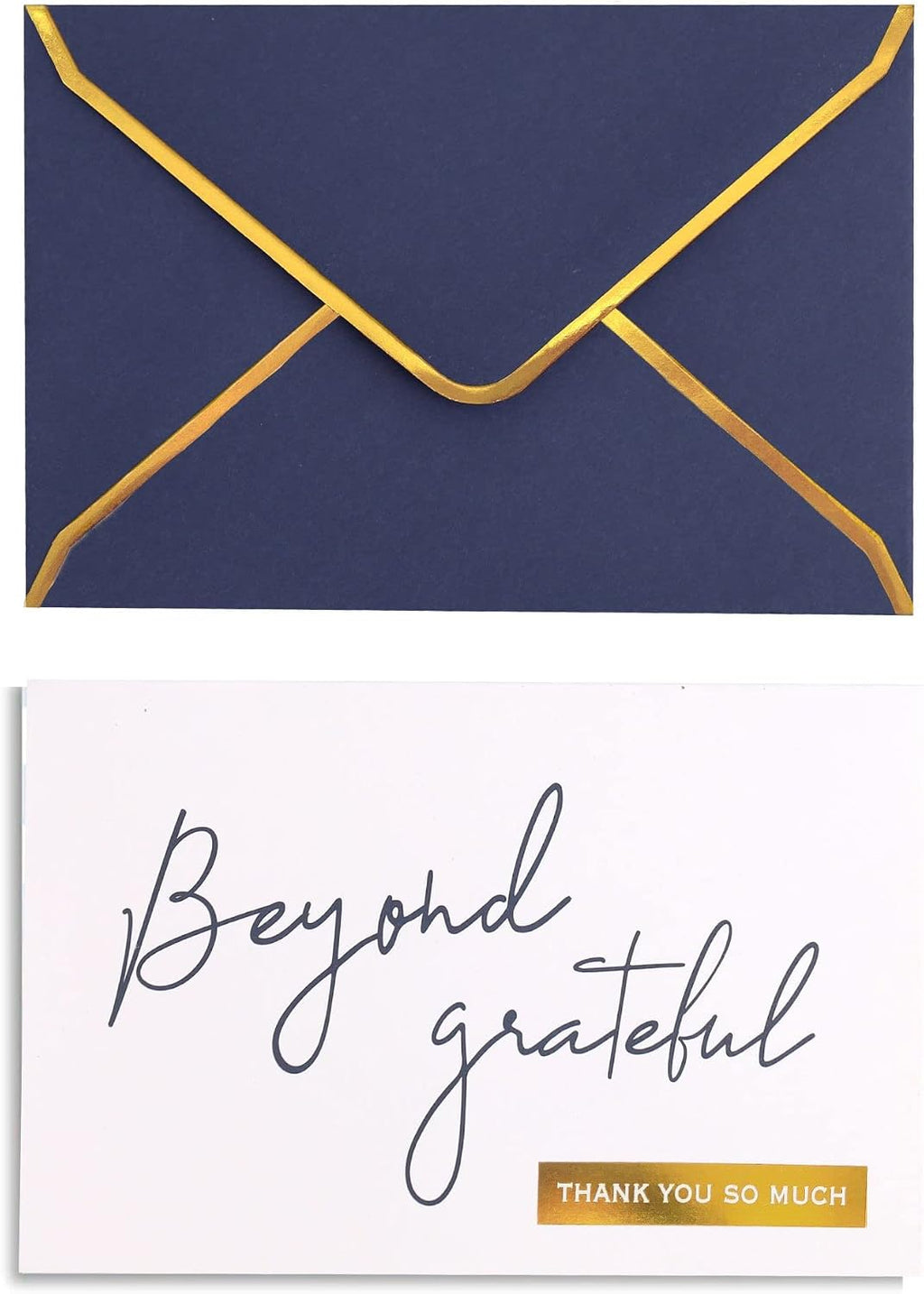 Navy Beyond Grateful Thank You Cards with Envelopes - 36 PK - Navy Thank You Notes with Gold Foil Letterpress 4x6 Inches Blank Note Cards for Business Graduation Wedding Baby Shower Funeral Sympathy
