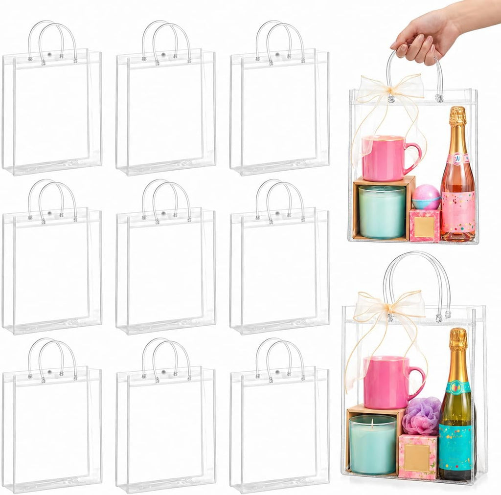 MAQIHAN Clear Gift Bags with Handles - X-Large Clear Party Favor Bags