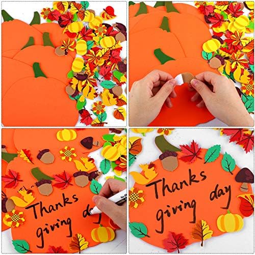 Aneco 500 Pieces Leaf Foam Stickers Self-Adhesive Fall Maple Squirrels Acorns Stickers for Fall Thanksgiving Scrapbooking Craft Decorations, Assorted Fall Theme