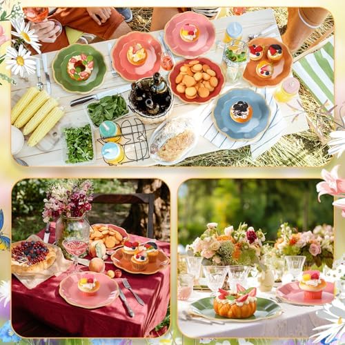 72 Pcs Floral Paper Plates 9 Inch Disposable, Fall
