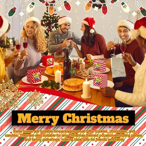 24 Pcs Christmas Bakery Boxes with Window, Red White 4x4x2.5 In