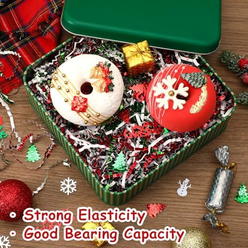 Jansun Christmas Crinkle Cut Paper Shred, 4oz Metallic Red Green White