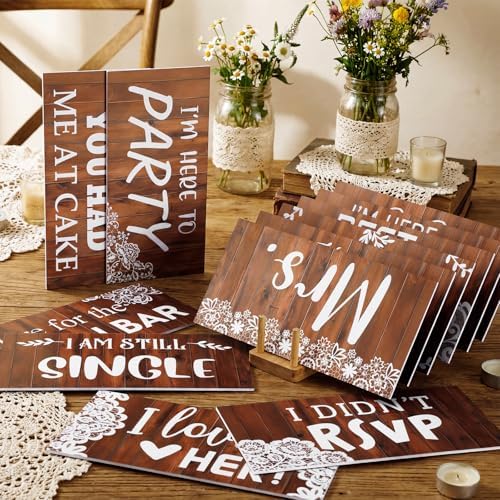 Beeveer 24 Designs Rustic Wedding Photo Booth Props, Wood Lace Photoshoot
