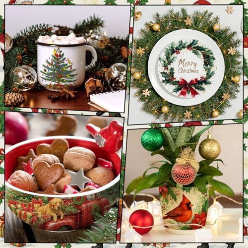 Gueevin 45 Pack Christmas Decoupage Napkins Vintage Holiday Craft Paper