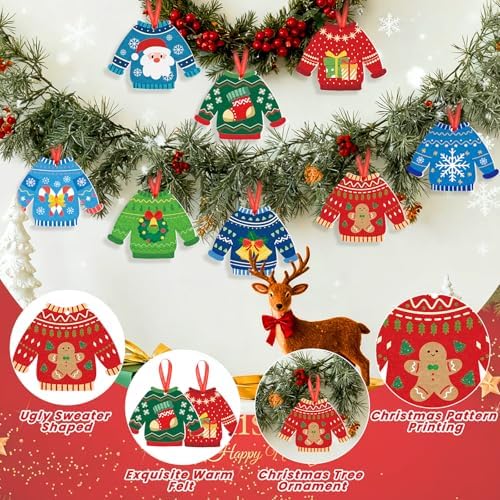 FOGWOWO 24 Pcs Gift Card Holder Christmas Ugly Sweater Shaped Holiday Gifts