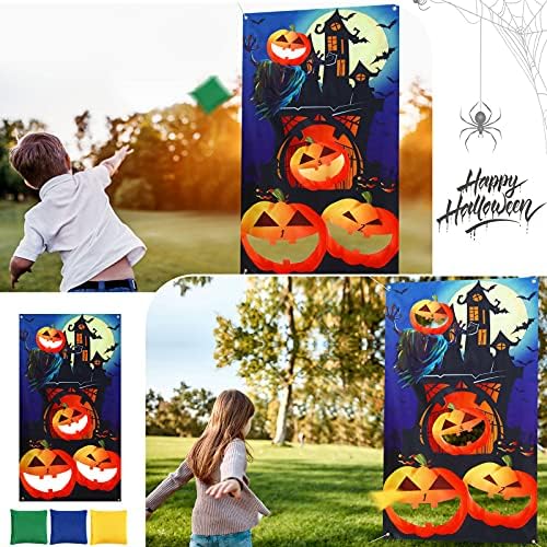 BBTO Halloween Toss Game Set, Inflatable Witch Hat Ring Toss Game for Teens