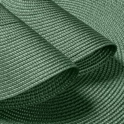 FunWheat Round Braided Placemats Set of 12 Place Mats for Dining Table Woven Washable Non-Slip Table Mats 15 Inch(Green,12pcs)