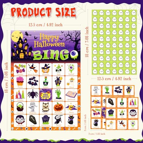 OHOME Halloween Games - Halloween Bingo for Kids | Halloween Party Favors - 24 Players Halloween Toys Gifts Party Supplies | Halloween Crafts Accessories Treats Activities for Family