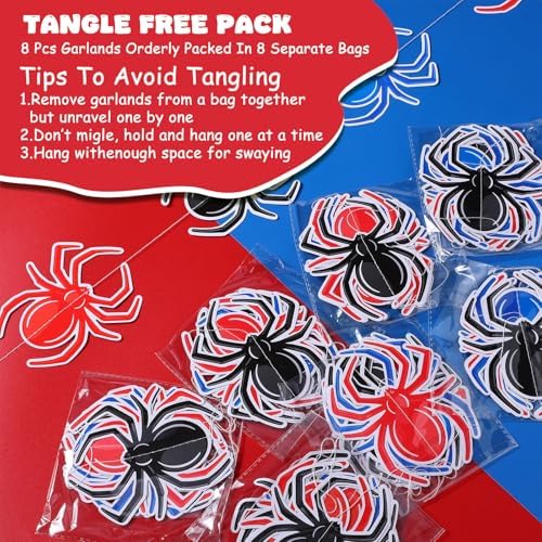 Xinnun 8 Pcs Spider Party Decorations Hanging Banners Garland