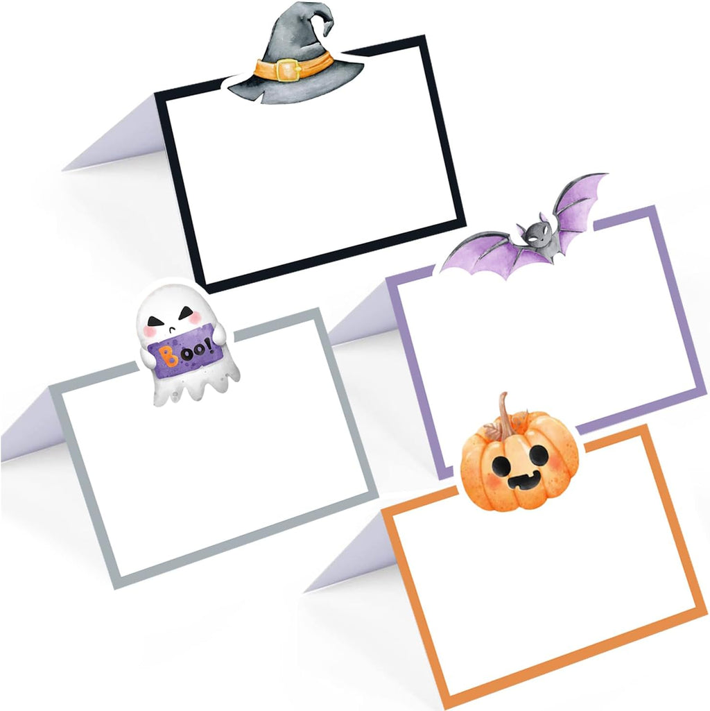 48 Pcs Halloween Buffet Food Labels, Halloween Themed Folded Place Cards