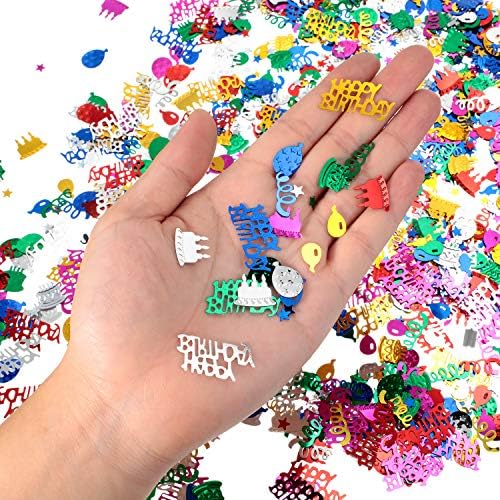 WILLBOND 4000 Pieces Happy Birthday Confetti Metallic Foil Glitter