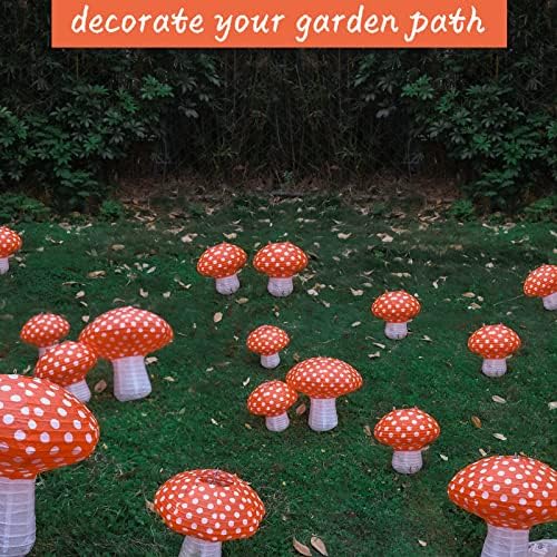 Windspeed 4Pcs Mushroom Shaped Paper Lanterns 8 inch & 12 inch