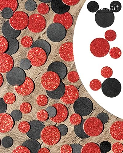 Letjolt Red Black Confetti Glitter Dots Table Decorations 100 Pcs