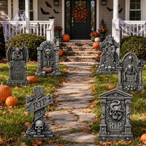Halloween Decorations Outdoor, Tombstone Graveyard Yard Signs with Stakes