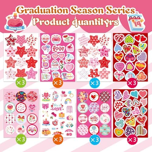 357 PCS Valentines Day Stickers, Love Heart Stickers for Kids