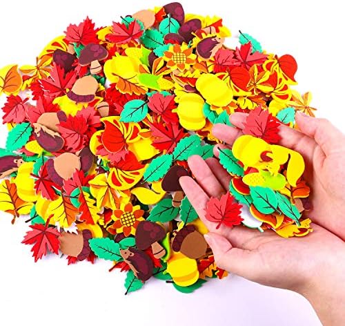 Aneco 500 Pieces Leaf Foam Stickers Self-Adhesive Fall Maple Squirrels Acorns Stickers for Fall Thanksgiving Scrapbooking Craft Decorations, Assorted Fall Theme