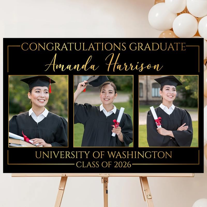 Personalized Graduation Party Welcome Sign With Photo, Senior 2026 Yard Sign Decorations, Custom Class of 2026 Graduation Lawn Display for High School or College Celebration #7