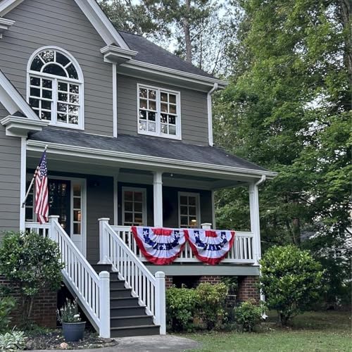 4 Pack USA Pleated Fan Flag, 1.5 X 3 FT American Bunting Flag, 4th of July Patriotic Half Fan Banner Flag Decoration for 4th of July Independence Day Outdoor Decorations