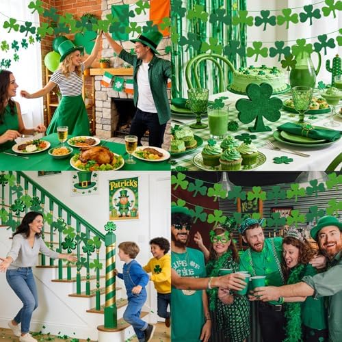 MARFOREVER 4 Pcs Felt Shamrock Banner St Patrick's Day Decorations