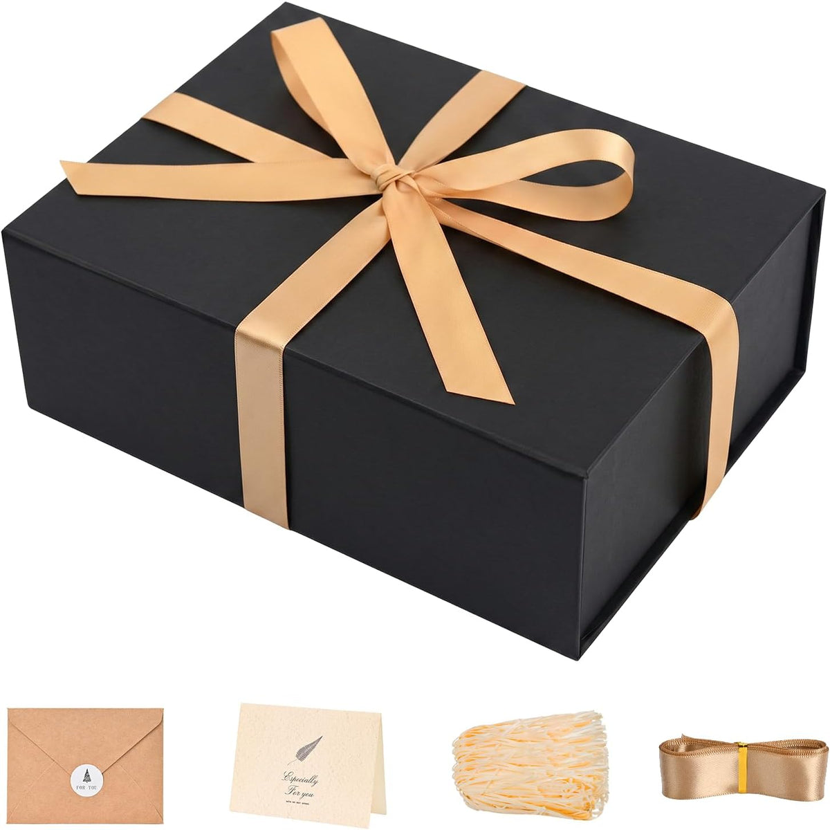 LIFELUM Black Gift Box for Birthday with Magnetic Lid, 9.5"x7"x3.5"
