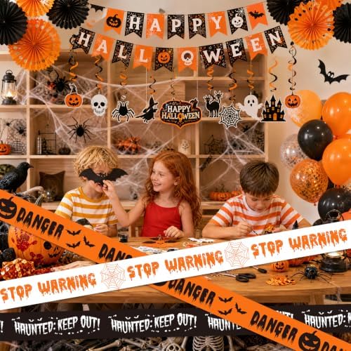 SWRT 3 Pack Halloween Decorations Caution Tape, 3 in x 30 Ft (Total 90 Ft)