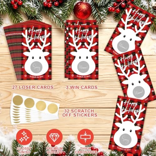 Christmas Scratch Off Cards, Fun Holiday Scratch Off Cards for Party, Christmas Lottery Tickets for Family Activities, Raffle Prize Card