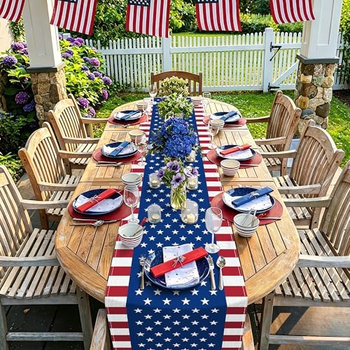 4th of July Table Runner, 14 x 84 Inch 4th of July Decoration for Table