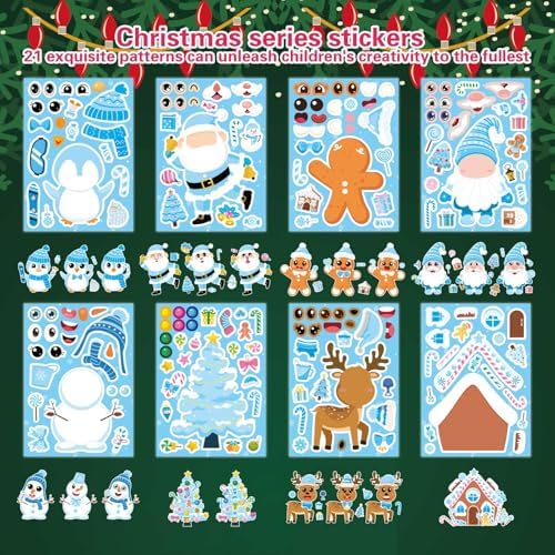 32 Sheets Make Your Own Christmas Stickers, Winter Stickers for Kids
