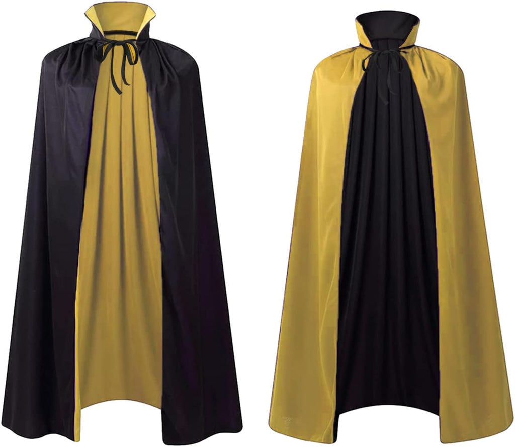 Adult Stand Collar with Hood Reversible Cloak Masquerade Cape for Halloween