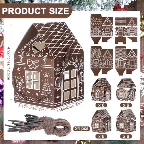 Gersoniel 24 Pcs Gingerbread Candy Gift Boxes, Dark Brown