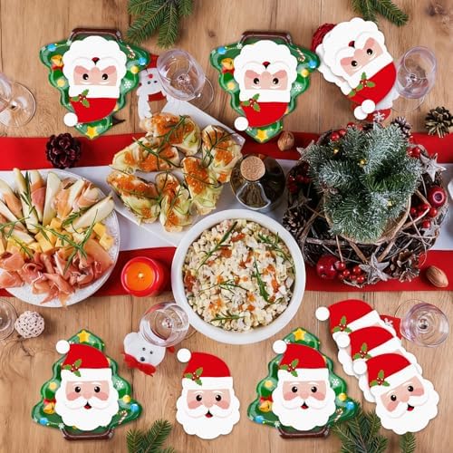 JULBEAR 100PCS Christmas Paper Plates and Napkins Sets for Party Supplies